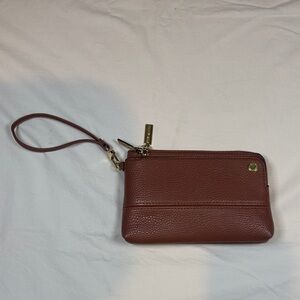 Steve Madden Pebbled Leather Wristlet in Rich Brown